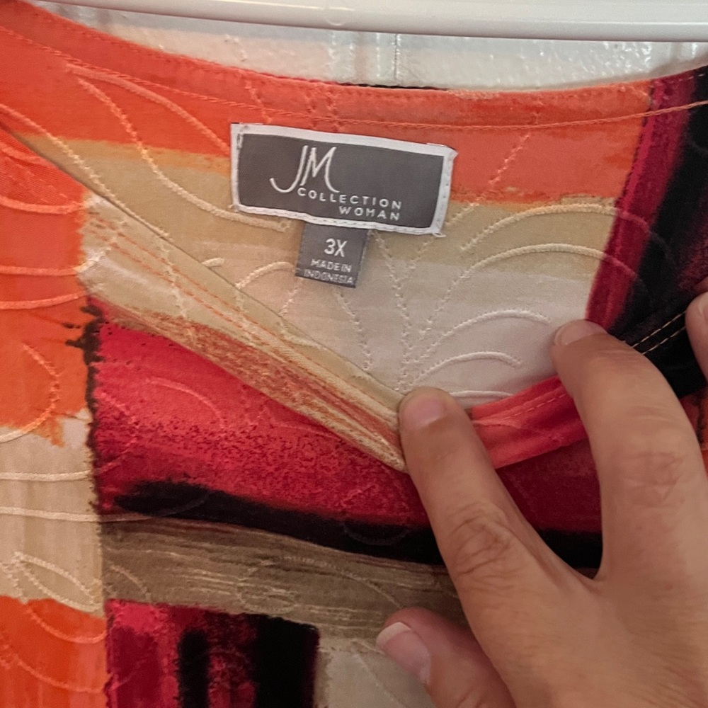JM Collection Multicolor Abstract Top - Picture 2 of 2